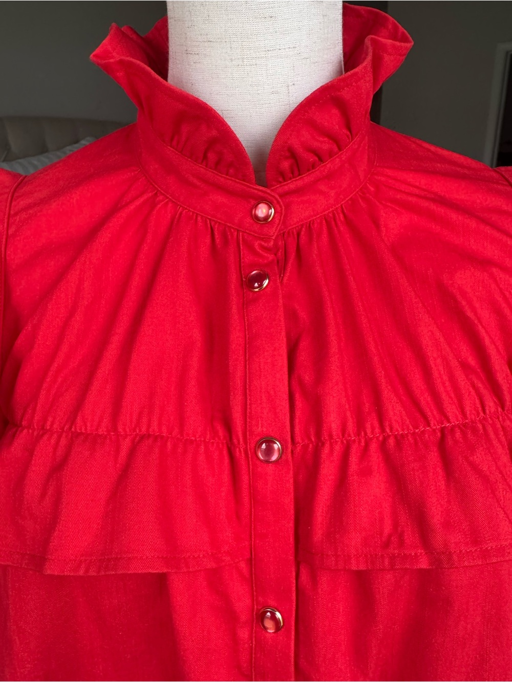 Tuckernuck Red Ruffle-Trim Button-Up Blouse - Picture 4 of 11